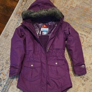 Columbia Deep Purple Hooded Jacket with Faux Fur